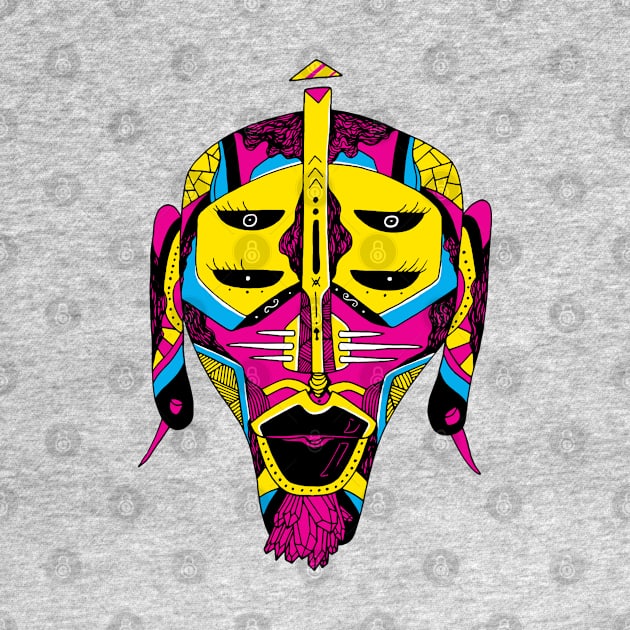 CMYK African Mask No 11 by kenallouis